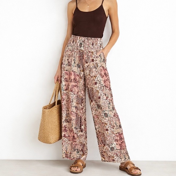 DREW Pants - Drew Anthropologie Festival Pants Patchwork Metallic Wide Leg Women's Size Small